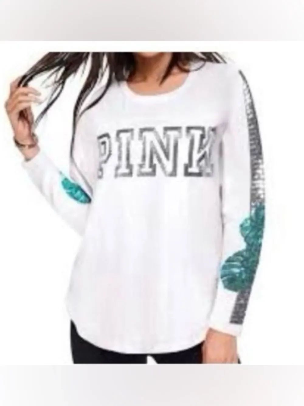 Pink Victoria’s Secret palm bling Tshirt M NWT